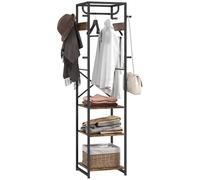 HOMCOM Coat Rack, Freestanding Coat Stand with 8 Hooks and 3 Shelves, Clothes Stand for Hallway, Entryway, Bedroom, 170 x 38.5 x 30 cm, Rustic Brown