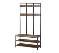 HOMCOM Coat Rack Stand, Free Standing Hall Tree, Coat Stand with Hooks, Bench an