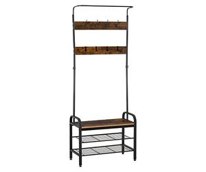 HOMCOM Coat Rack Stand Industrial Coat Stand 72L×34W×185H(cm) Rustic Brown