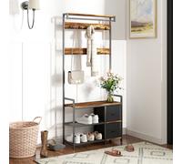 Homcom Coat Rack With Drawer, 4-in-1 Hall Tree With Coat Stand, Rustic Brown, Brown