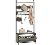 Homcom 5-In-1 Coat Rack With Shoe Storage Bench For Hallway Living Room In Grey Grey One Size