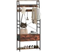 Homcom Coat Rack With Shoe Storage And Bench, 6-In-1 Hall Tree In Brown Brown One Size