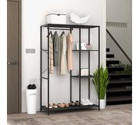 HOMCOM Coat Rack with Shoe Storage Hall Tree with Hanging Rail Storage Shelf in Black HOMCOM Black
