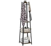 HOMCOM Clothes Rack with Storage, Garment Rack with 8 Hooks and 3-Tier Shelf HOMCOM Brown One Size