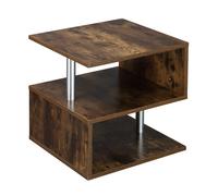 Homcom Coffee End Table S Shape 2 Tier Storage Shelves Organizer Versatile Home Office Furniture (Natural)