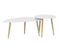 Homcom Coffee & Side Table Set Scandi White/Oak Effect