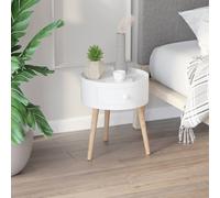 HOMCOM Side Table Furniture Round Corner Storage White Wooden Legs, White