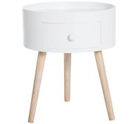 Homcom Coffee Table Furniture Bedroom Round Corner Drawer Storage Unit In White White