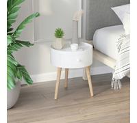 HOMCOM Side Table Furniture Round Corner Storage White Wooden Legs, White