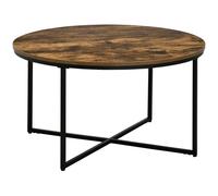 Homcom Coffee Table Industrial Round Rustic Brown/Black