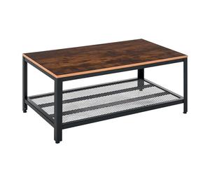 HOMCOM Coffee Table Industrial Site table Living Room Storage Shelf Metal Frame Two-tone Modern Organiser