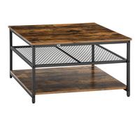 Homcom Coffee Table Industrial Square with Shelves Rustic Brown/Black