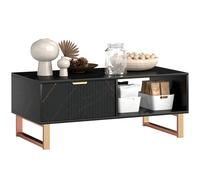Home Republic HOMCOM Coffee Table, Living Room Table with Drawer and Open Shelves, Black - Black - 50 - 100