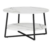 Homcom Coffee Table Marble Round White/Black