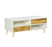 Homcom Coffee Table Rectangular End Table Side Table with 2 Drawers and 2 Shelves for Living Room