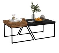 HOMCOM Coffee Table Set Of 2, Coffee Tables With Steel Frame For Living Room, Brown