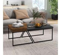 HOMCOM Coffee Table Set of 2, Geometric Coffee Table with Spacious Legroom, Steel Frame and Thick Tabletop, Industrial Coffee Tables Aosom UK
