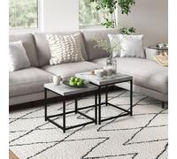 HOMCOM Coffee Table Set of 2, Nest of Tables with 3.5cm Thick Tabletop, Grey, Grey