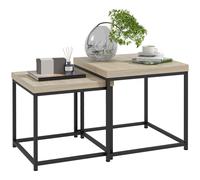 HOMCOM Coffee Table Set of 2 - Nest of Tables with 3.5cm Thick Tabletop - Oak | TJ Hughes
