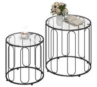 Homcom Coffee Table Set Of 2, Nest Of Tables With Metal Frame, Black