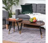 Homcom Coffee Table Set Of 2 Nesting End Side Tables For Living Room In Brown Brown One Size