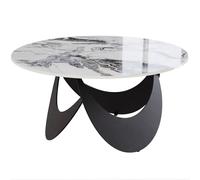 HOMCOM Coffee Table Sintered Stone Top Adjustable Foot Pads Modern Center Table for Living Room White and Black