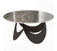 HOMCOM Coffee Table Sintered Stone Top Adjustable Foot Pads Modern centre Table for Living Room Brown and Black