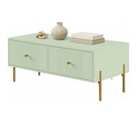 HOMCOM Coffee Table with 2 Drawers & legs for Living Room, Light Green HOMCOM Light Green