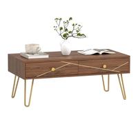 HOMCOM Coffee Table with Drawers - Living Room Table with Steel Base | TJ Hughes Brown
