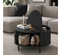 Homcom Coffee Table With Lift Top Sliding Door 80 Cm Black Wood Effect
