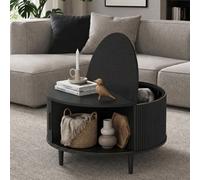 Homcom Coffee Table With Lift Top Sliding Door 80 Cm Black Wood Effect