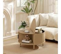 Homcom Coffee Table With Lift Top Sliding Door 80 Cm Natural