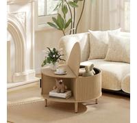 Homcom Coffee Table With Lift Top Sliding Door 80 Cm Natural