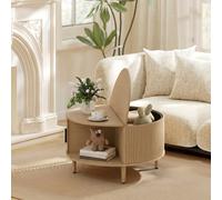HOMCOM Coffee Table with Lift Top Sliding Door 80 cm Natural