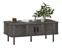 HOMCOM Coffee Table with Storage and Sliding Doors for Living Room, Grey, Grey