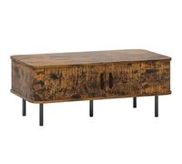 HOMCOM Coffee Table with Storage, Living Room Table with Slatted Tambour Sliding Doors and Foot Pads, Rectangular Coffee Table with Elevated Base for Living Room, Rustic Brown