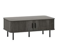HOMCOM Coffee Table with Storage, Living Room Table with Slatted Tambour Sliding Doors and Foot Pads, Rectangular Coffee Table with Elevated Base for Living Room, Grey Wood-Effect