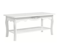 HOMCOM Coffee Table with Storage Shelf, Modern Living Room End Table, 2 Layer Wooden Design, 94L x 44W x 42H cm, White Aosom UK