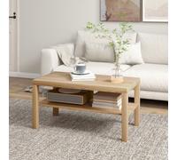 Homcom Coffee Table With Storage Shelf, Rectangular Centre Table, Natural