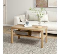 HOMCOM Coffee Table with Storage Shelf, Rectangular Centre Table, Natural, Brown