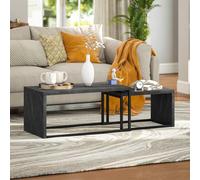 Homcom Coffee Tables Set Of 2, Nest Of Tables For Living Room, Dark Grey Dark Grey One Size