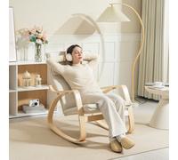 HOMCOM Comfortable Relax Rocking Chair with High Back, Cream White - Cream