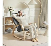 HOMCOM Comfortable Relax Rocking Chair with High Back, Grey - Grey - Rocking chair - 67W x 92D x 89H cm