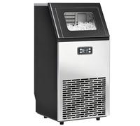 HOMCOM Commercial Ice Maker Machine, Freestanding Stainless Steel Ice Machine with Self-Cleaning, LCD Display, 45kg/24 Hours and 11kg Storage for Home, Office, Bar, Restaurant
