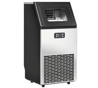 HOMCOM Commercial Ice Maker Machine, Freestanding Stainless Steel Ice Machine with Self-Cleaning, LCD Display, 45kg/24 Hours and 11kg Storage for Home, Office, Bar, Restaurant