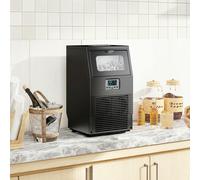 HOMCOM Commercial Ice Maker with 4kg Ice Storage for Home Restaurant - 1 - Black - Steel, ABS Plastic