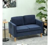 HOMCOM Small Sofa Upholstered Small Couch for Living Room Bedroom Home Office in Blue HOMCOM Blue