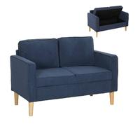 Homcom Compact 2 Seater Sofa With Under Seat Storage For Small Spaces Blue Blue