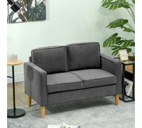 HOMCOM Compact 2 Seater Sofa with Under Seat Storage for Small Spaces Grey, Grey