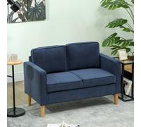 Homcom Compact 2 Seater Sofa With Under Seat Storage For Small Spaces In Blue Blue
